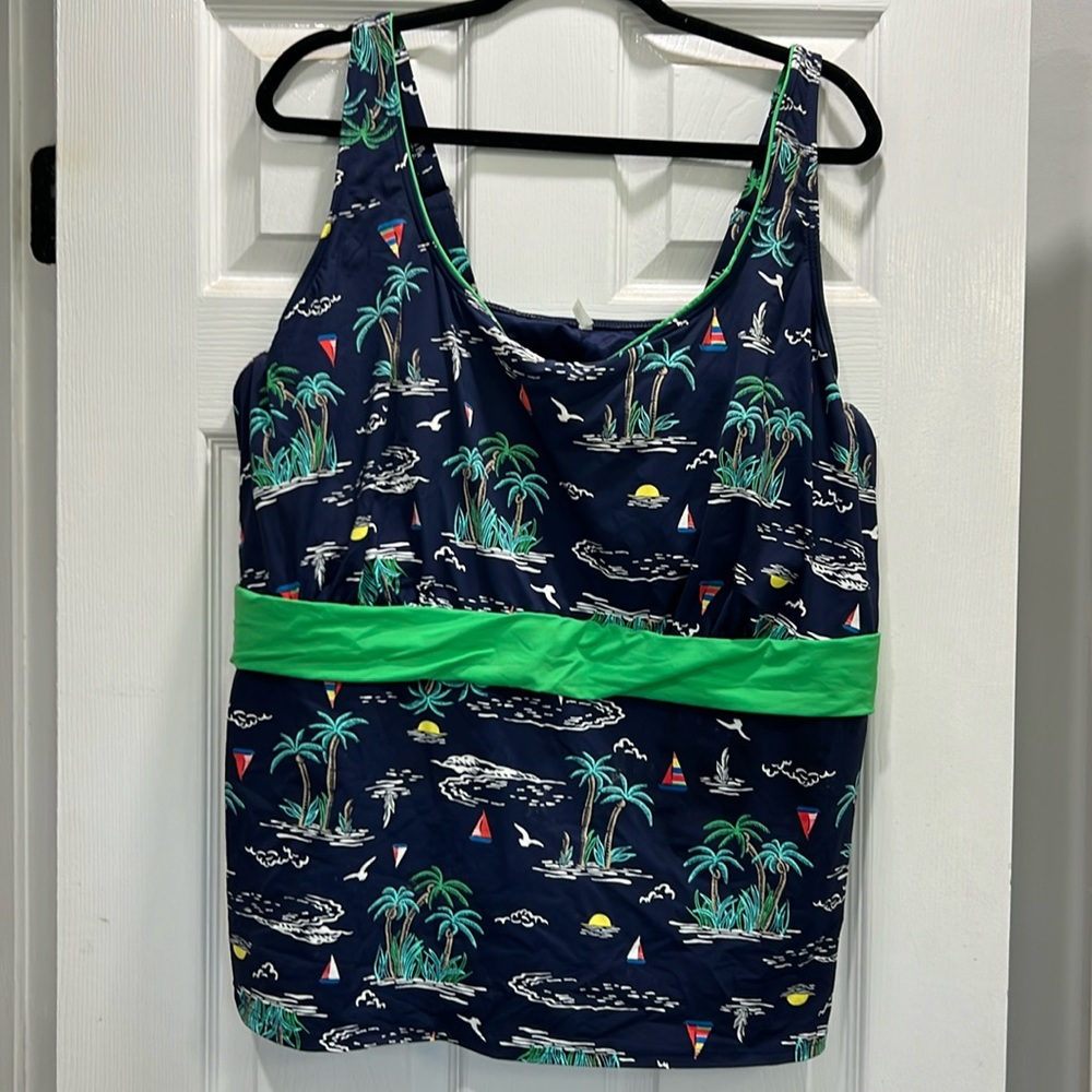 Lands End navy swim top